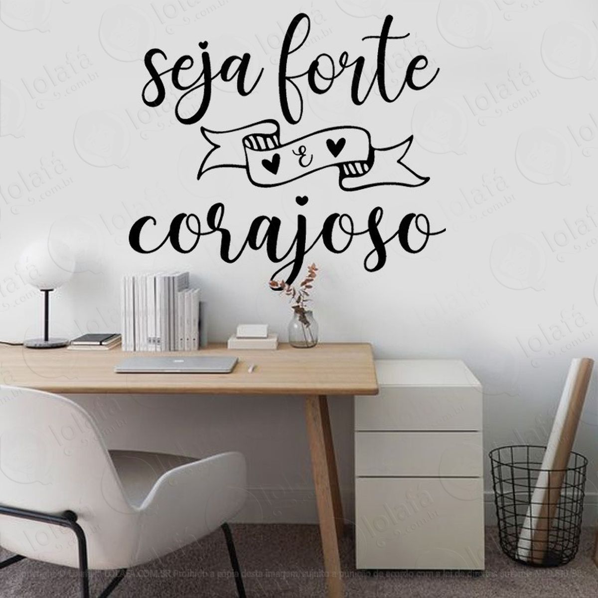 adesivo de parede frase religião salmo seja forte e corajoso mod:2205