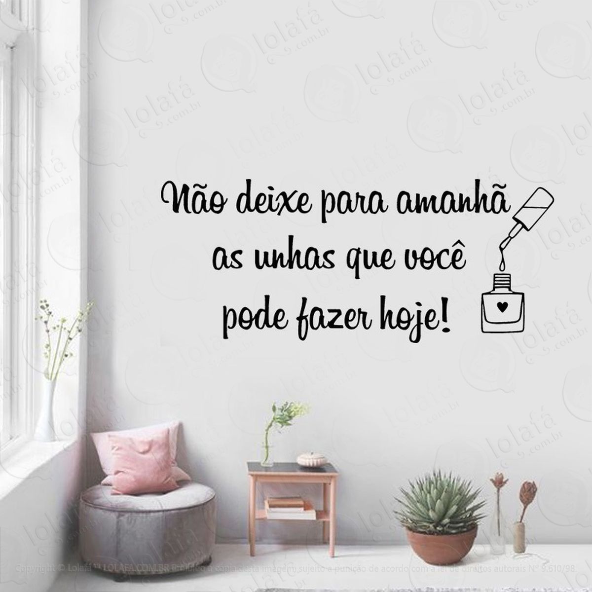 adesivo de parede frase manicure não deixe para amanhã unhas mod:2220