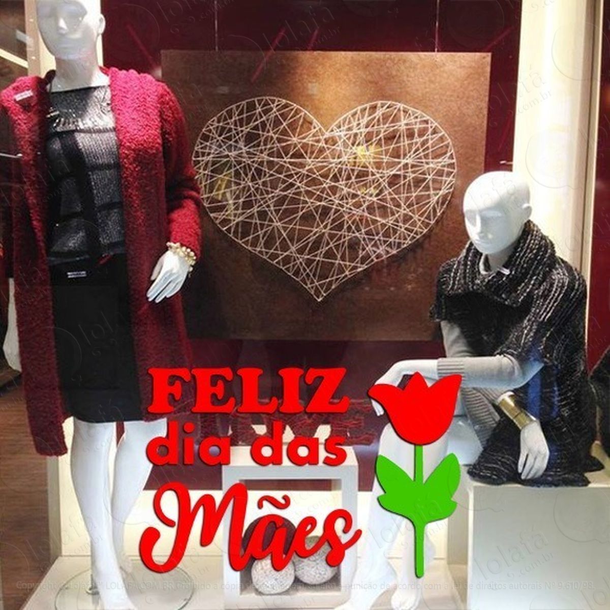 adesivo decorativo vitrine feliz dia das mães flor mod:2222