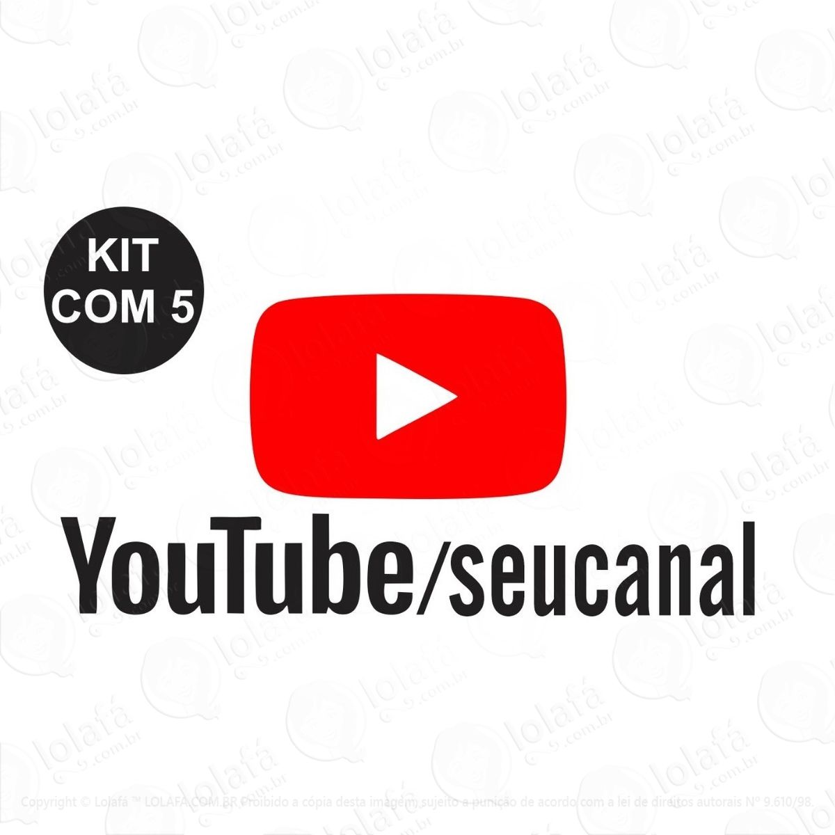 adesivo youtube seu canal personalizado 25cm sticker mod:2302