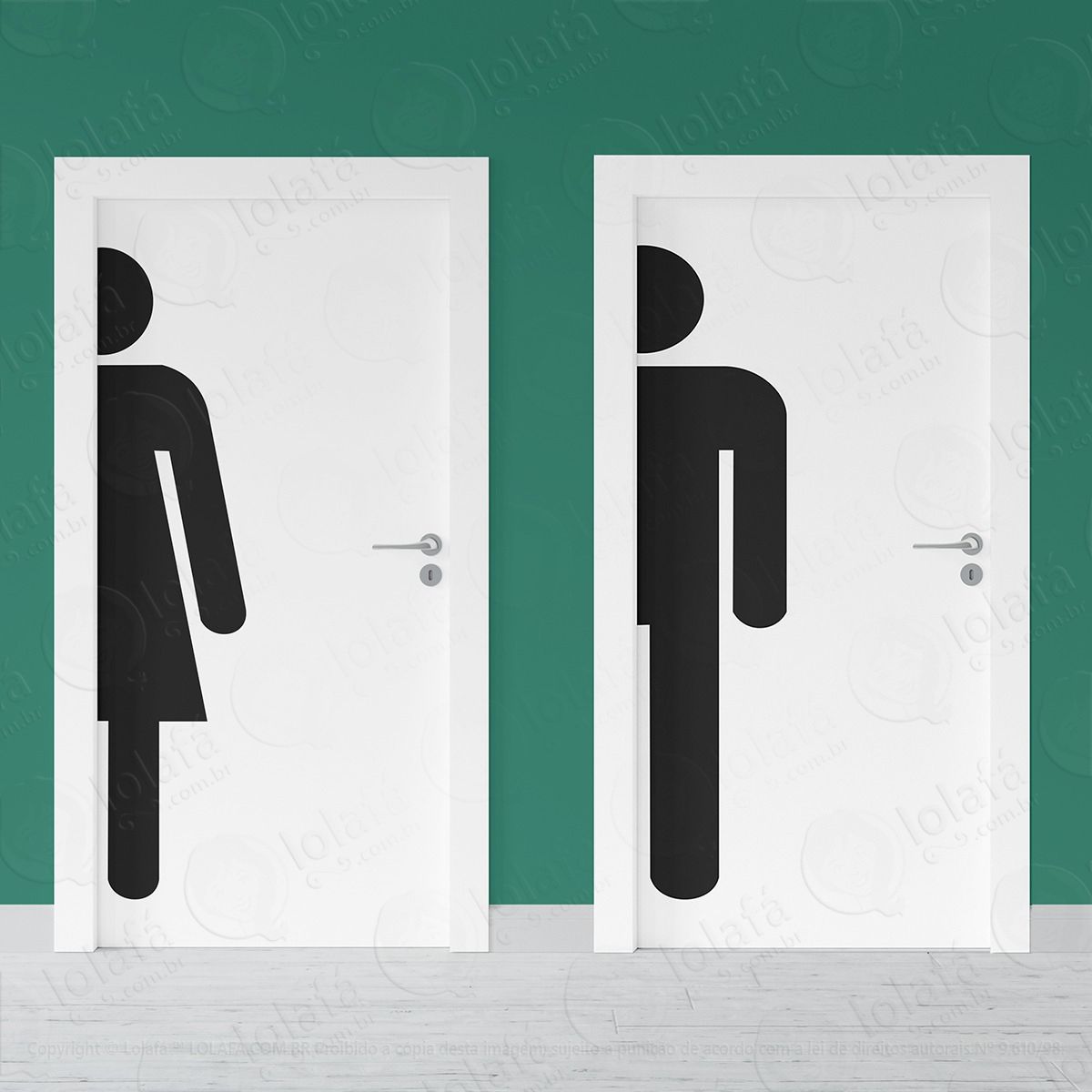 adesivo decorativo porta banheiro masculino feminino loja adesivos para porta mod:2648