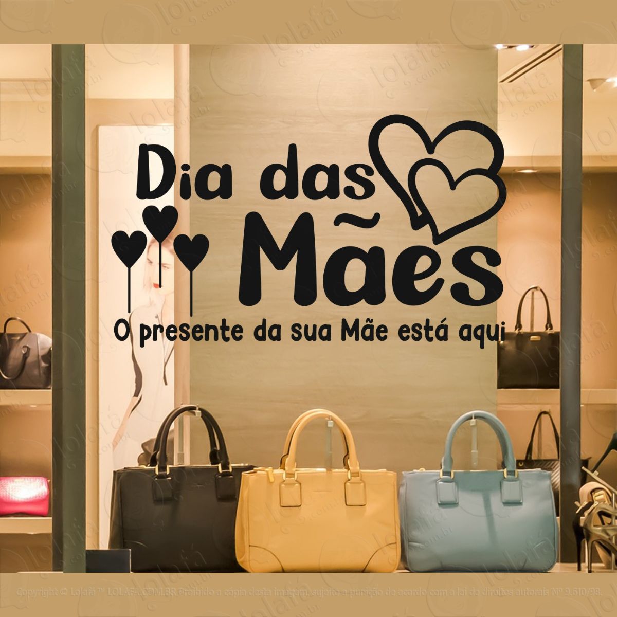 adesivo dia das mães vitrine loja roupa fachada blindex mod:2717