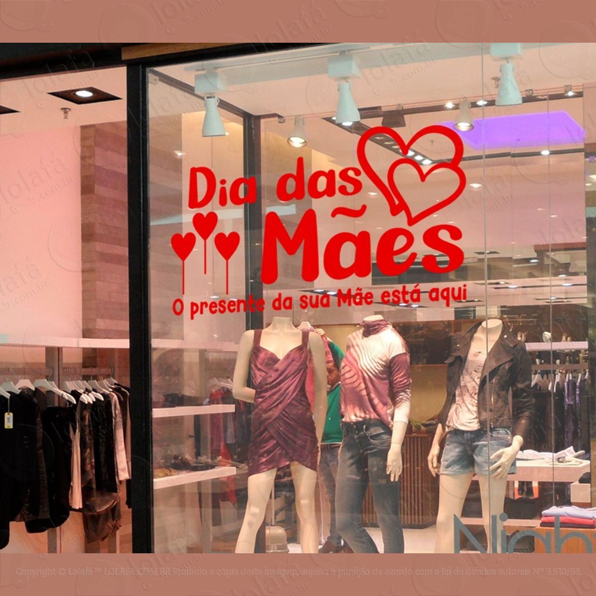 adesivo dia das mães vitrine loja roupa bolsas blindex mod:2735