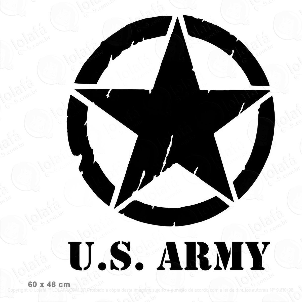 Adesivo Us Army Guerra Automotivo Carro Fusca 2 Unidades Mod:3110