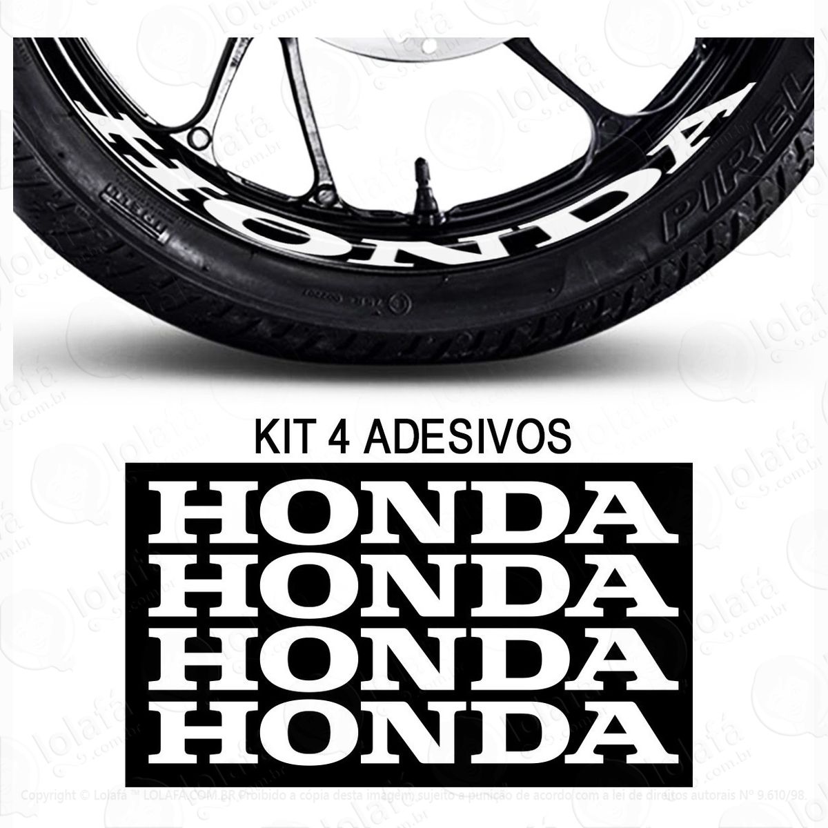 Adesivos Honda Moto 4 Adesivos Grandes Roda De Liga Mod:3112