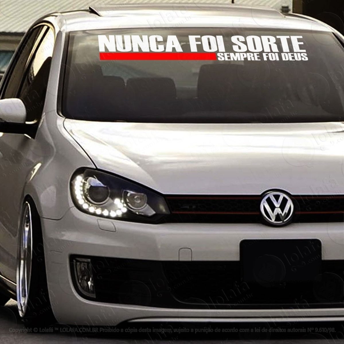 adesivo para brisa frase nunca foi sorte sempre foi deus som mod:3117