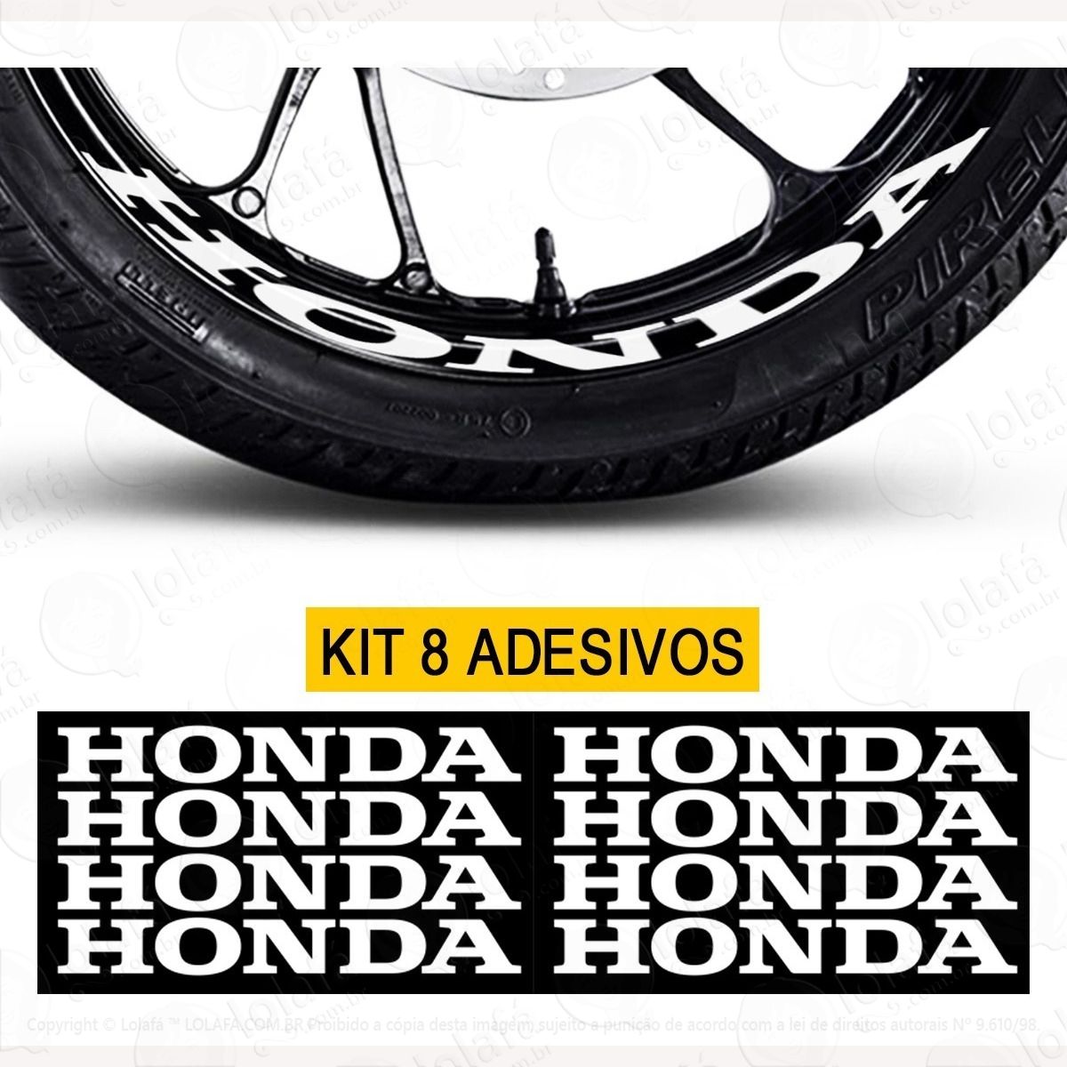 Adesivos Honda Moto 8 Adesivos Grandes Roda De Liga Mod:3243
