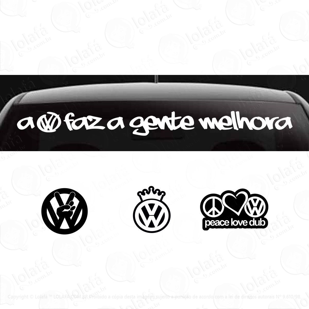Adesivos Volkswagem Parabrisa Coroa Rebaixado Som 4 Unid. Mod:3320