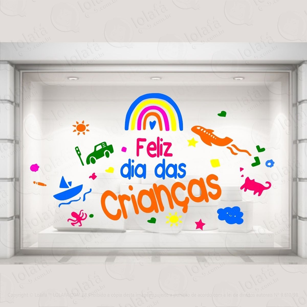 vitrine adesivo dia das crianças loja decoração mod:4057