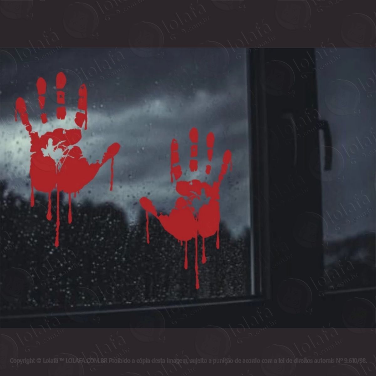 adesivo parede mãos sangrando sangue zumbi halloween vitrine mod:4063