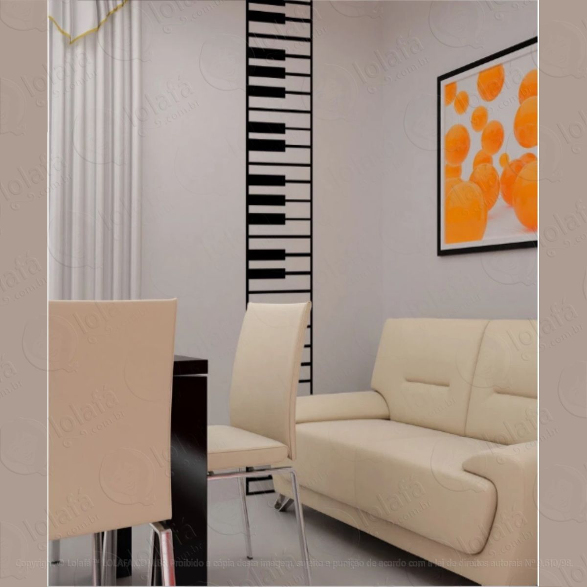 Adesivo De Parede Teclado Piano Decoração Decorativo Music Mod:4065