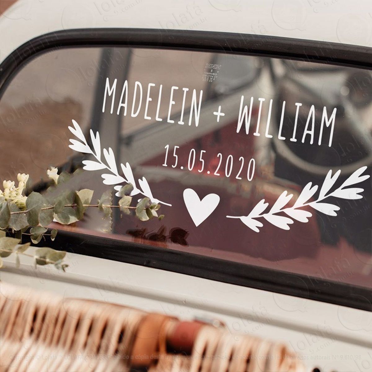 adesivo casamento carro recém casados noivos noivado adesivos para carro mod:4066