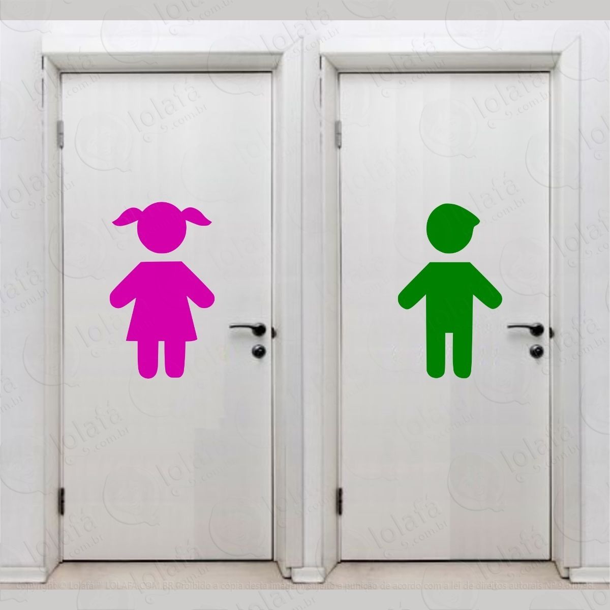 Crianças Porta De Banheiro Adesivo Vinil Escola Vestiário Mod:4072