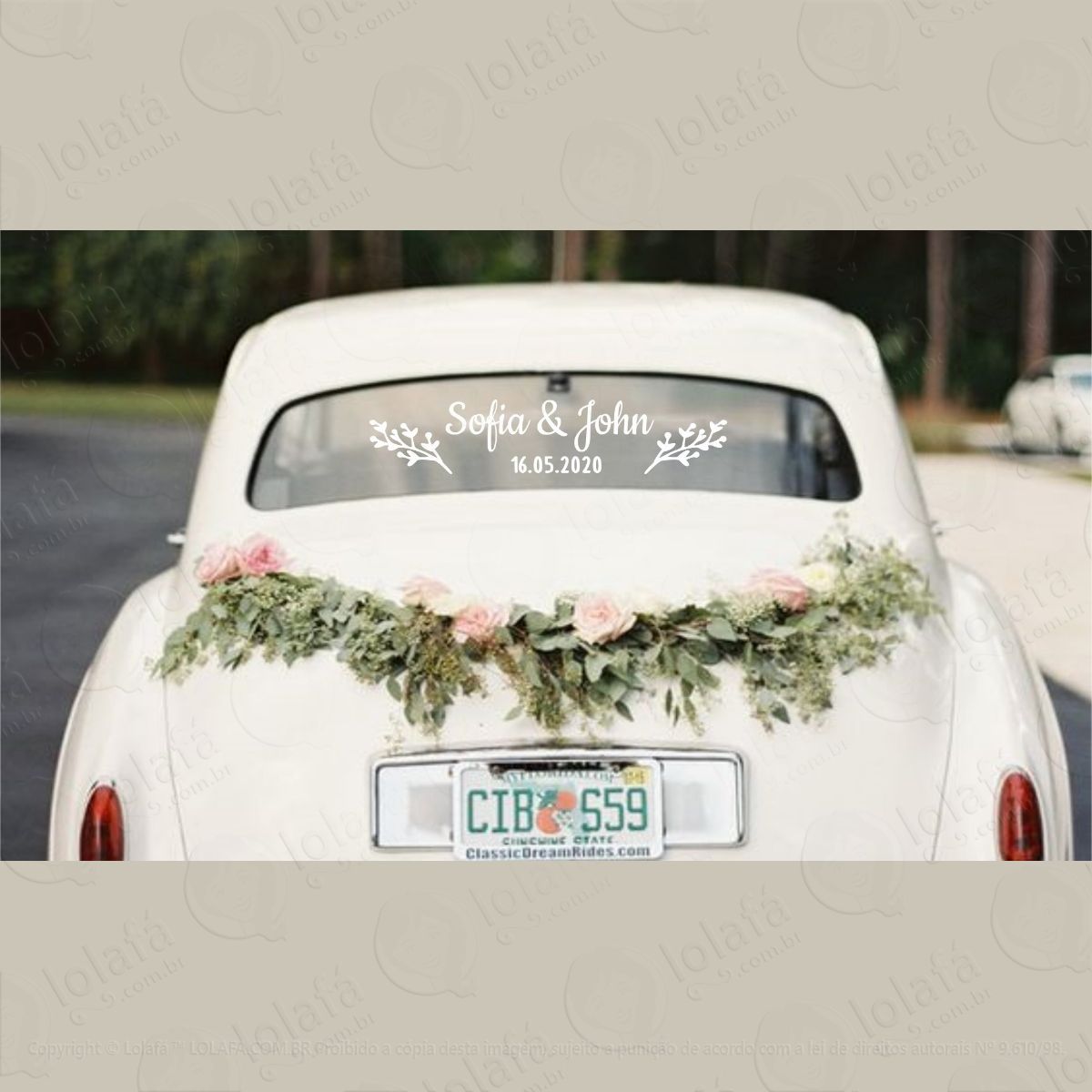 adesivo casamento carro recém casados noivos noivado adesivos para carro mod:4078