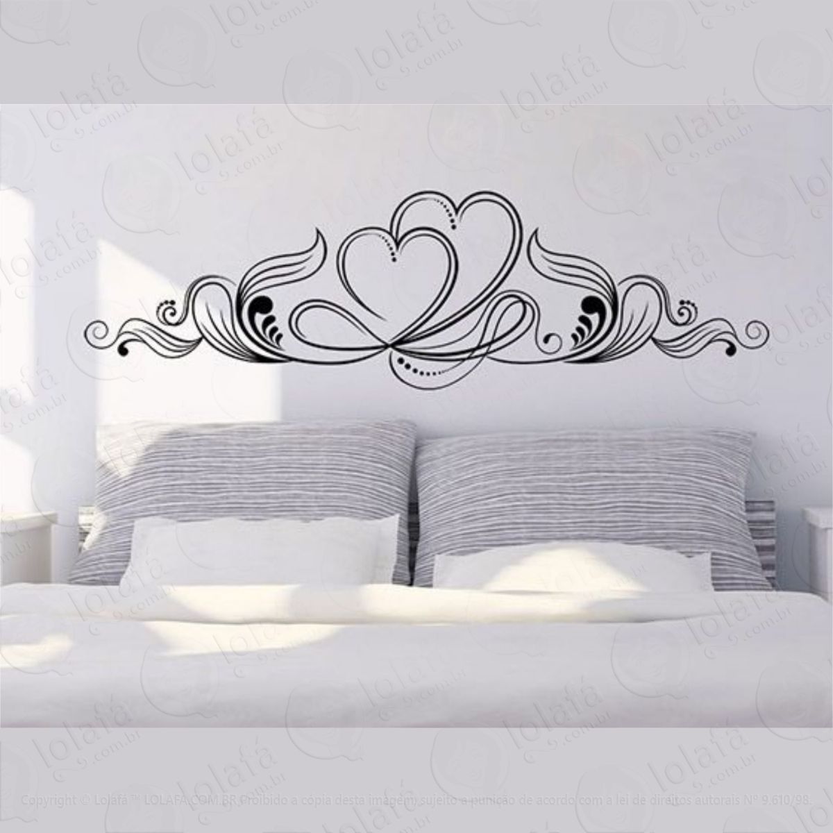 Cabeceira Adesivo De Parede Tattoo Coração King Quarto Mod:4086
