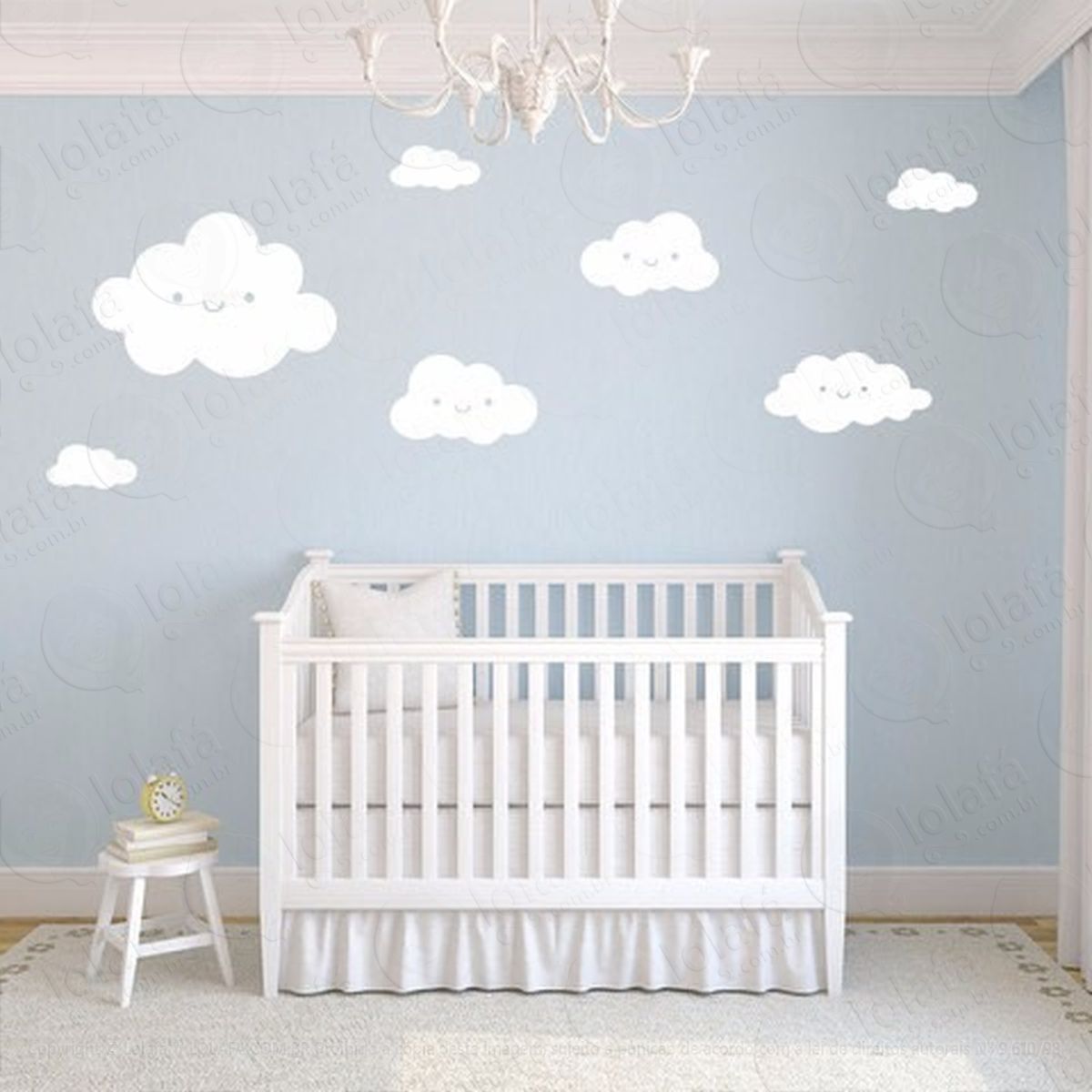 27 nuvens fofinhas adesivo de parede quarto bebê decoração mod:4098