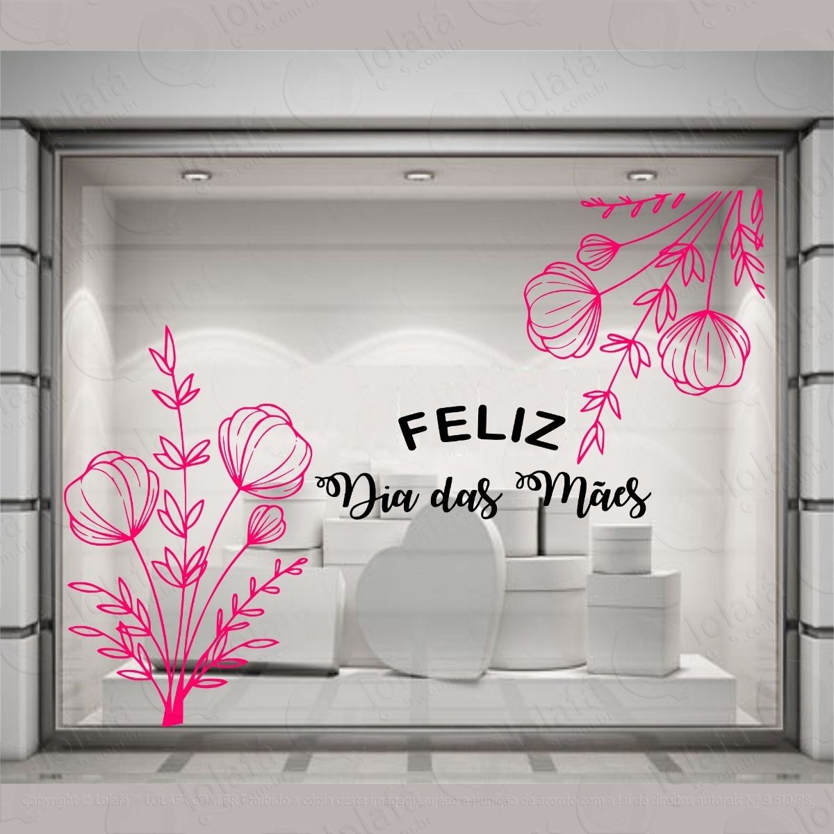 adesivo vitrine dia das mães loja shopping flores mãe mod:4106