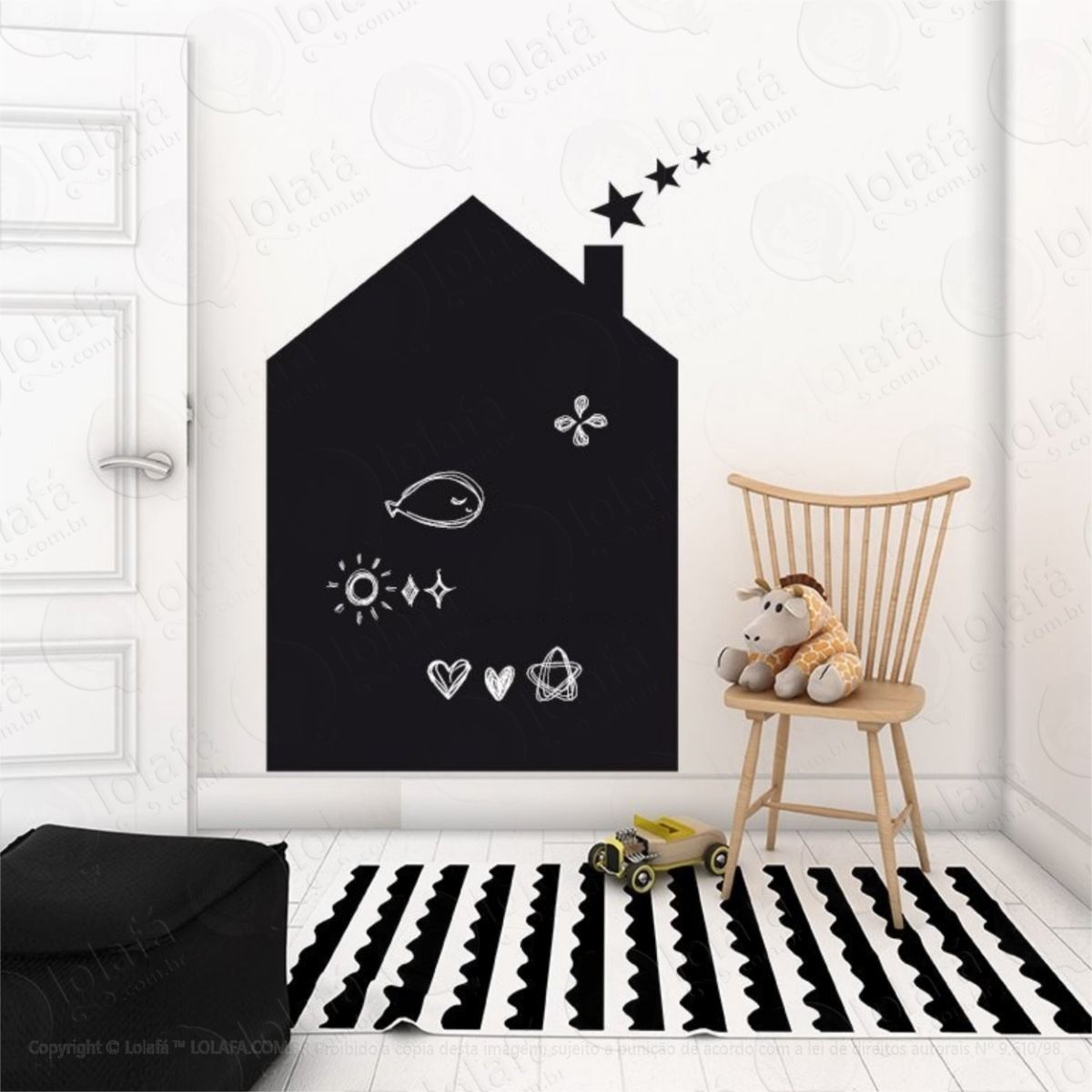 adesivo de parede lousa casinha chalkboard casa quarto recreação atividade bebê adesivos lousa mod:4117