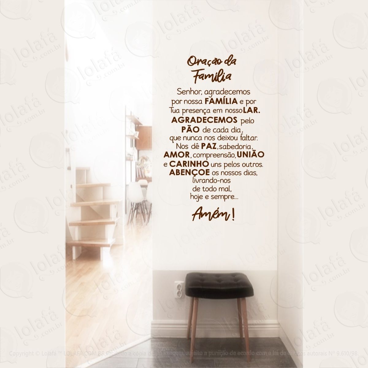 adesivo parede oração da família decoração casa nova mod:4122