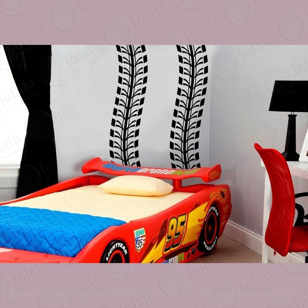 adesivo de parede trilha pneu de carro pista decoração mod:4138
