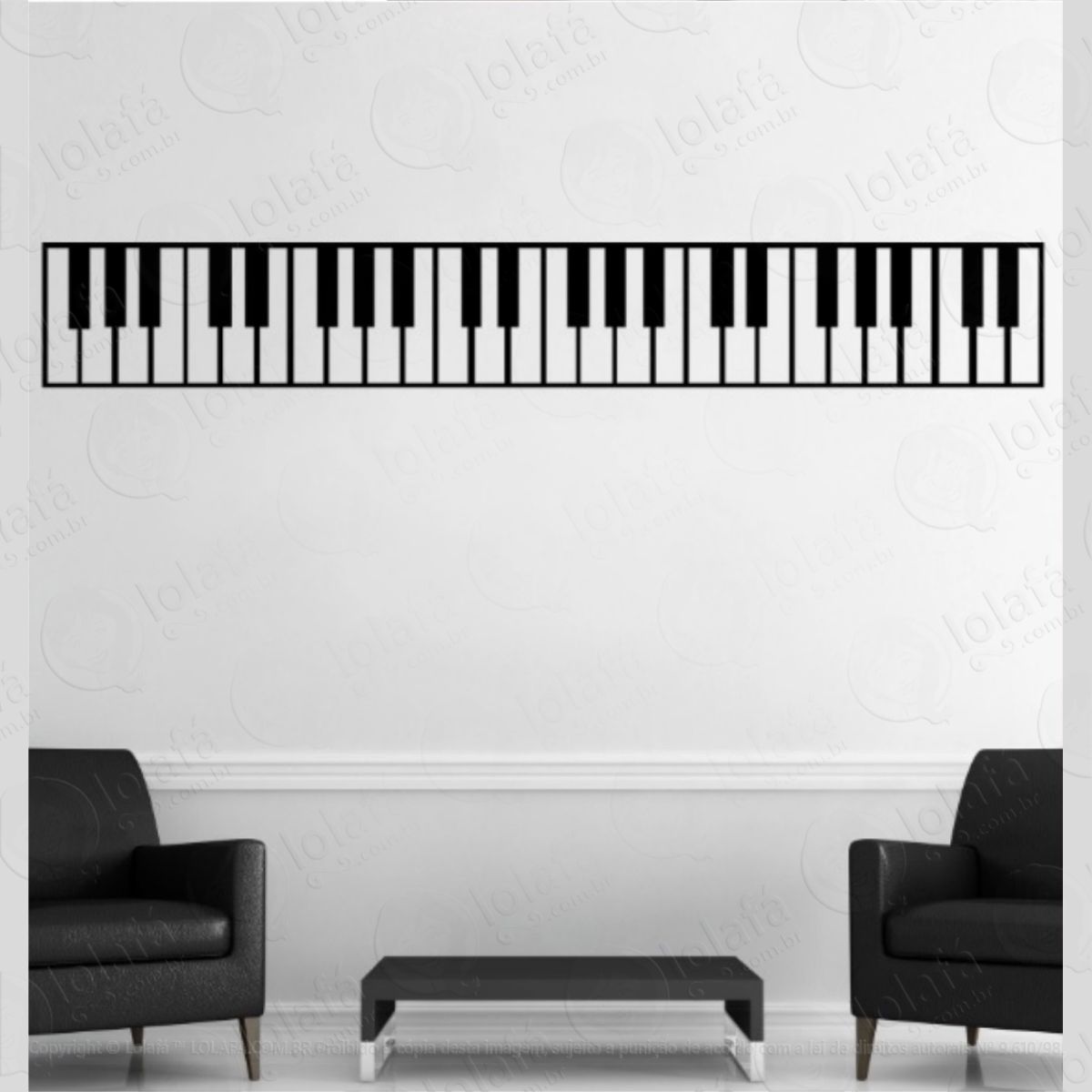 adesivo de parede teclado piano decoração decorativo music mod:4148