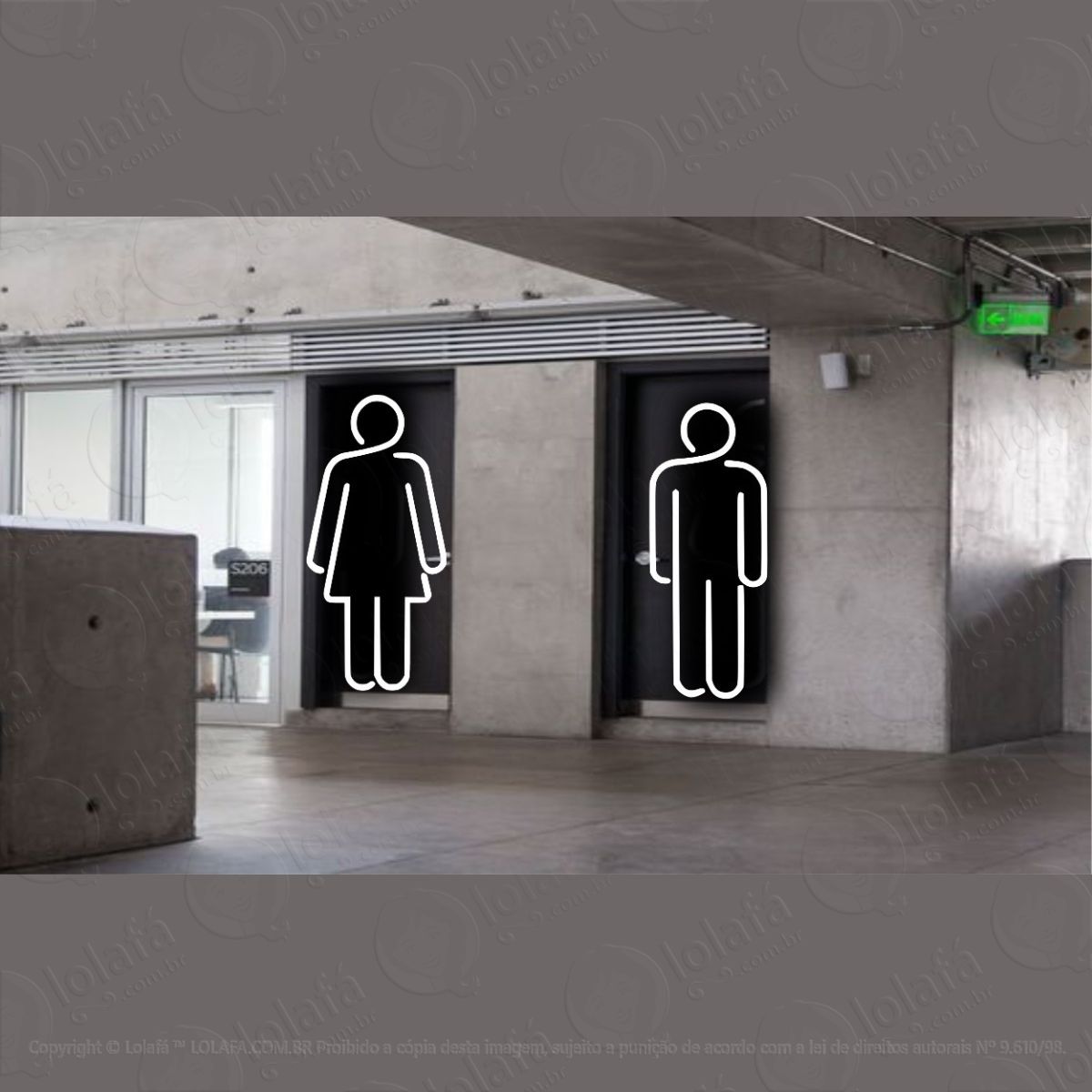 adesivo porta banheiro casal toilet decorativo sinalização mod:4160