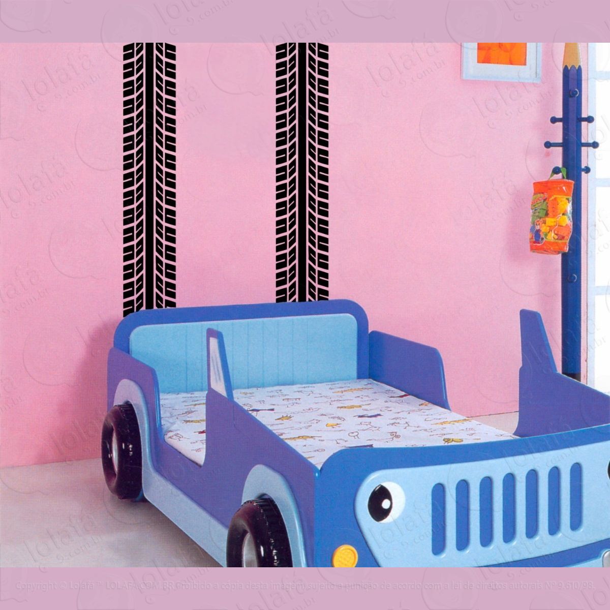 adesivo de parede trilha pneu de carro pista decoração mod:4164