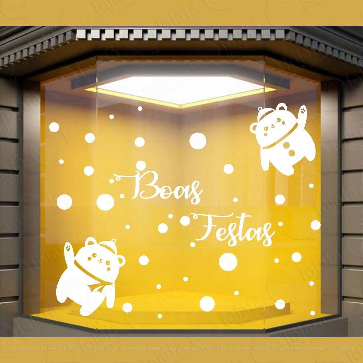 adesivo vitrine ursinhos natal boas festas mod:4165