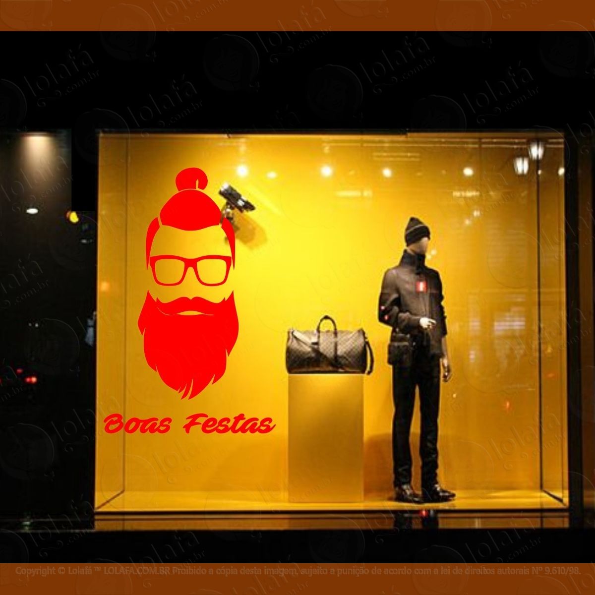 vitrine adesivo natal papai noel loja decoração hipster mod:4181