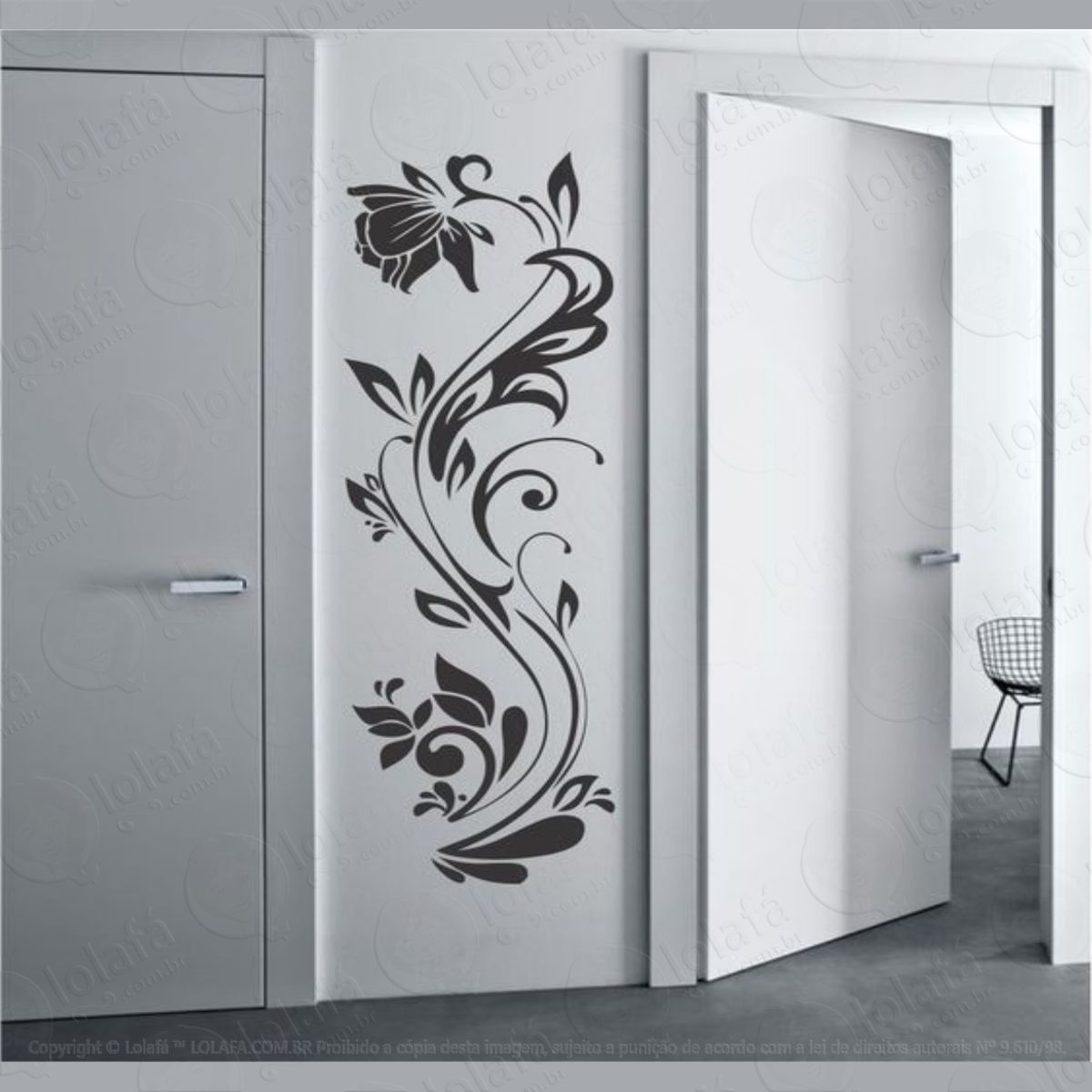 adesivo de parede arabesco flor decorativo sala adesivos de parede mod:4184