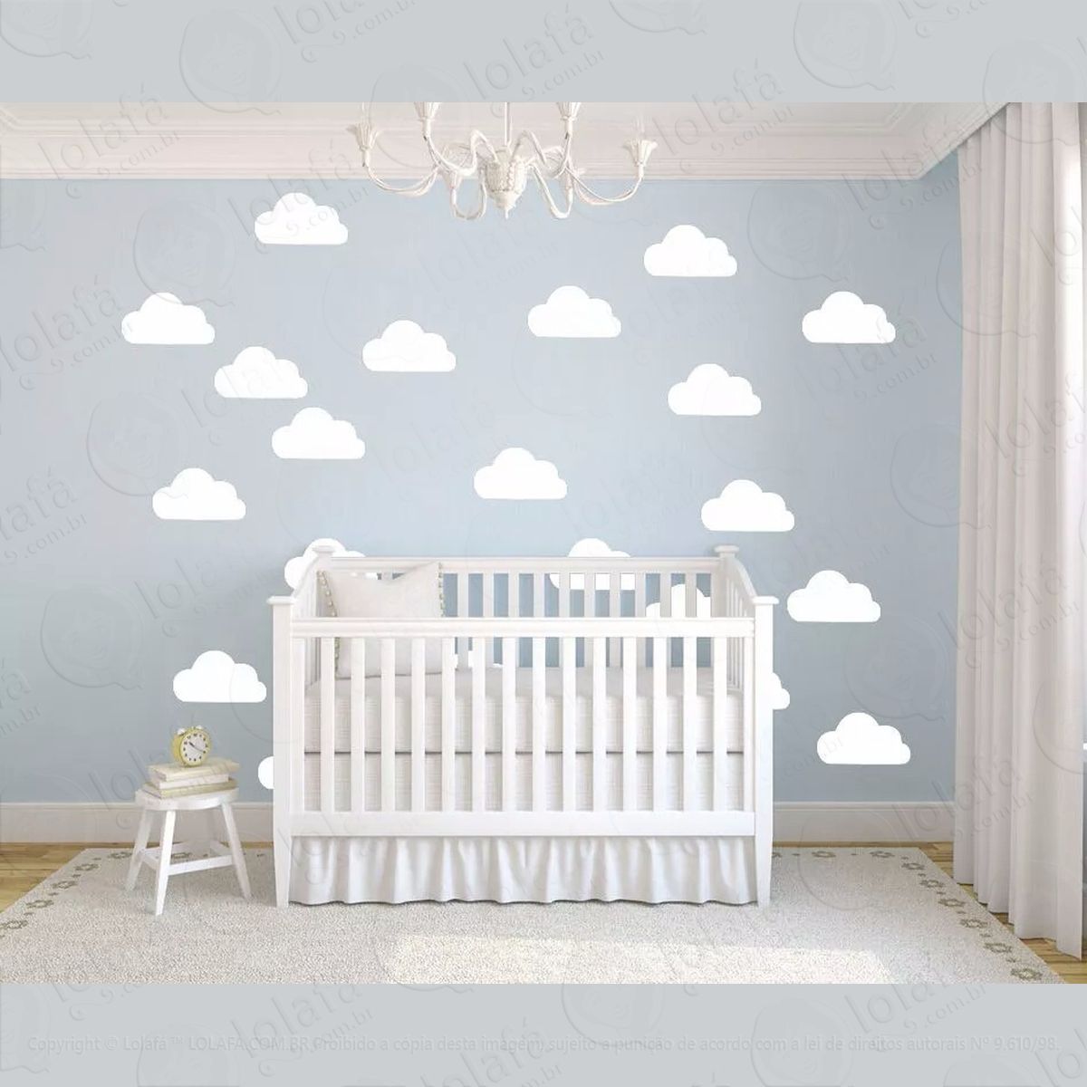 adesivo parede nuvem 60 unid decoração quarto nuvens mod:4194