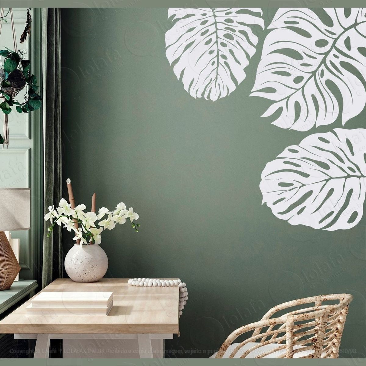 adesivo parede folha costela adão boho decoração parede adesivos de parede mod:4208