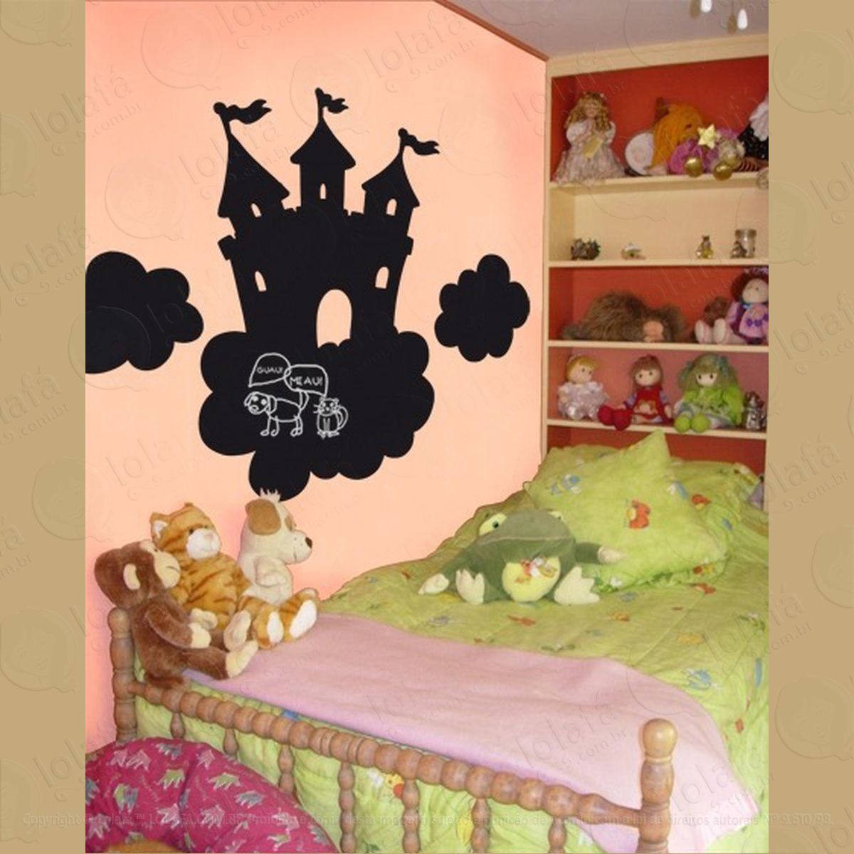 Lousa Adesivo Castelo Parede Quarto Decoração Nuvens Nuvem Mod:4218