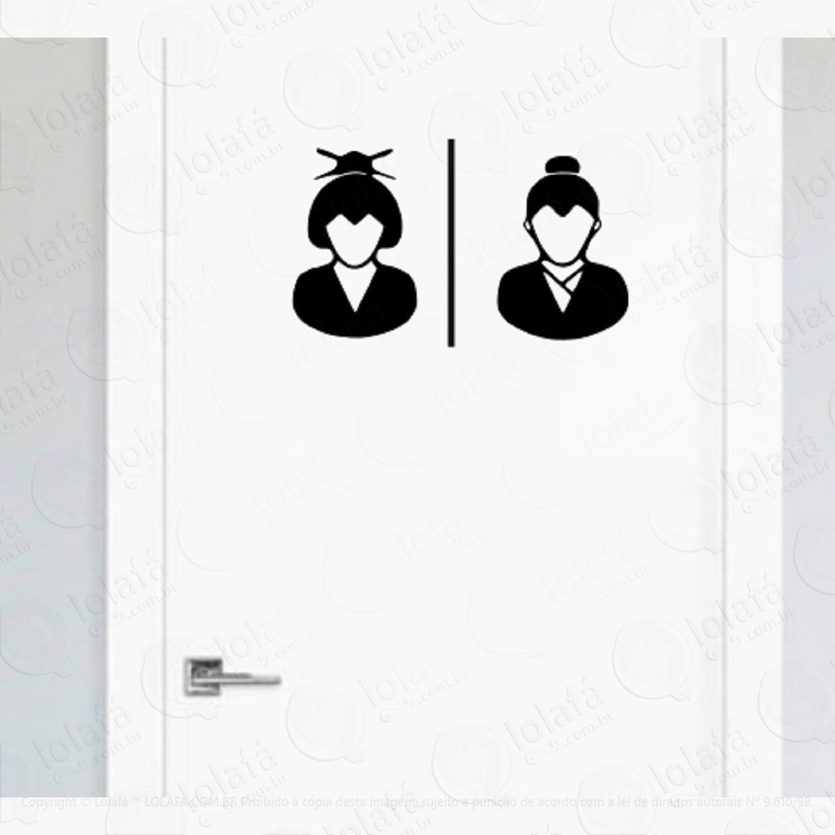 adesivo porta banheiro samurai e gueixa toillet toilet adesivos para porta mod:4250