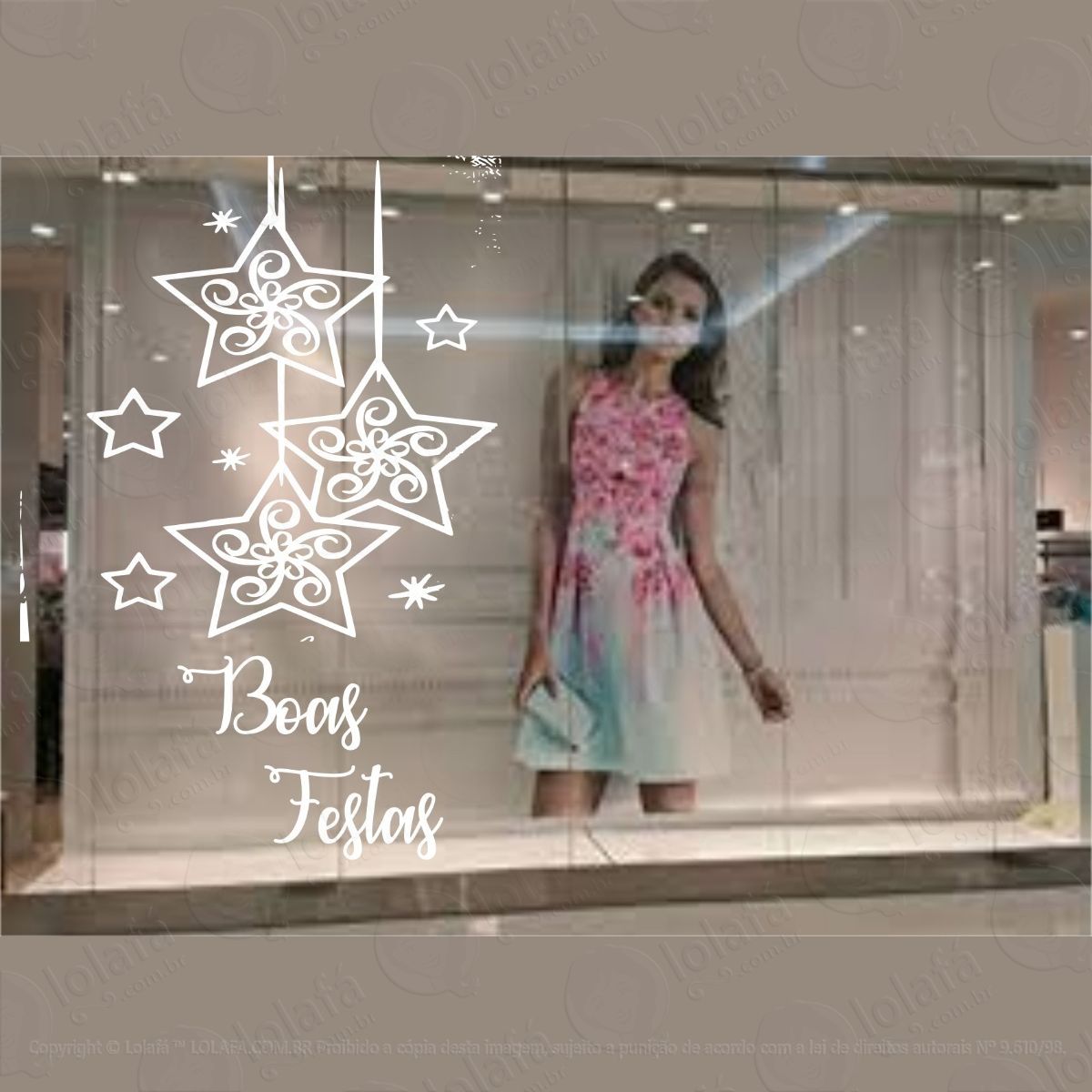 adesivo vitrine natal boas estrelas festas loja mod:4267