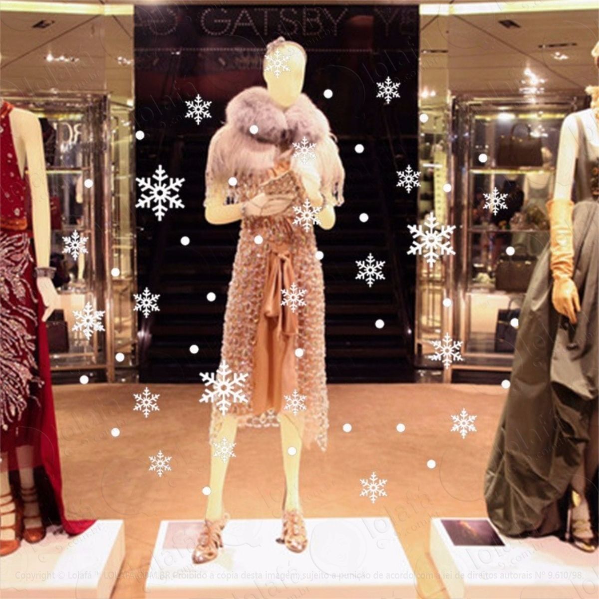 adesivo vitrine natal flocos de neve lindos mod:4279