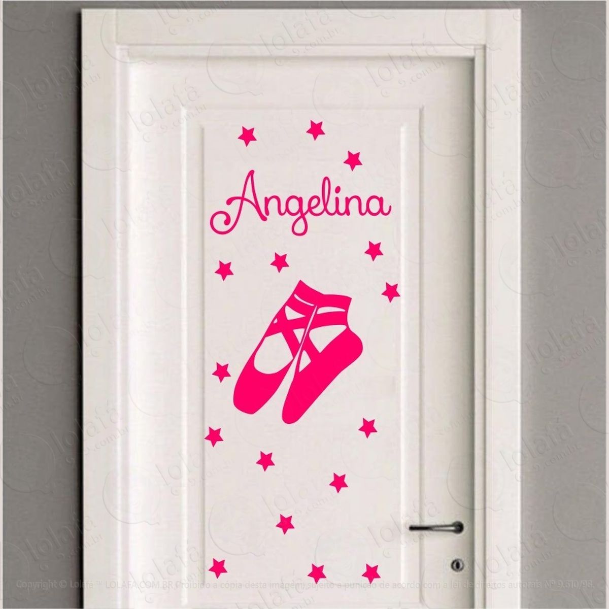 adesivo sapatilha bailarina estrelas e nome personalizado mod:4287