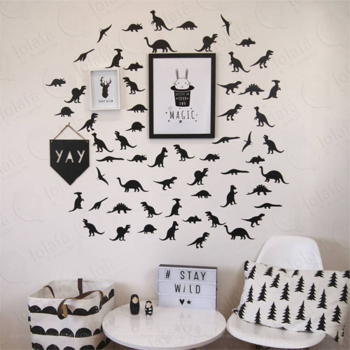 kit adesivos de parede 32 dinossauros até 3 cores decoração mod:4295