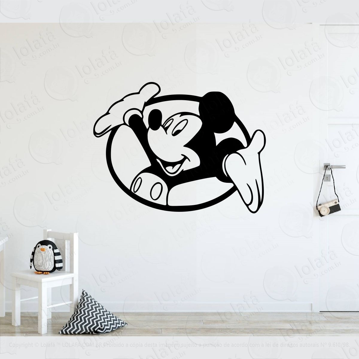 adesivo de parede mickey mouse quarto de bebê bebe mod:4305