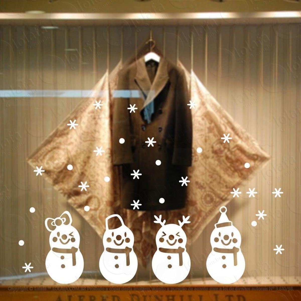 vitrine adesivo natal bonecos de neve loja decoração mod:4313