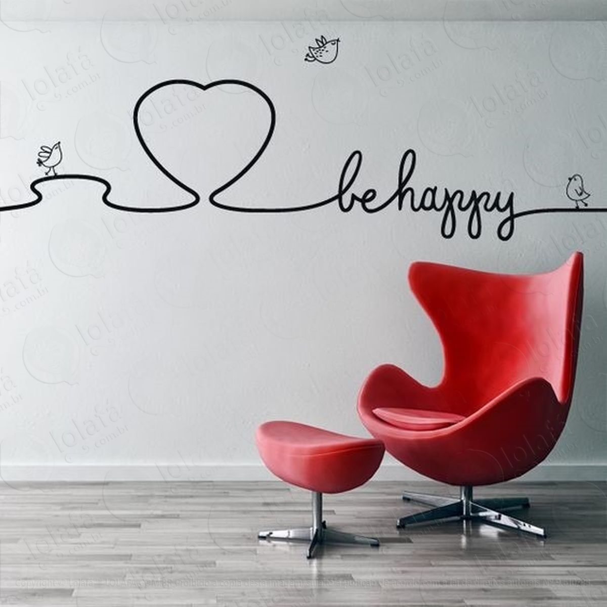 be happy adesivo parede em vinil decoração quarto cabeceira mod:4342
