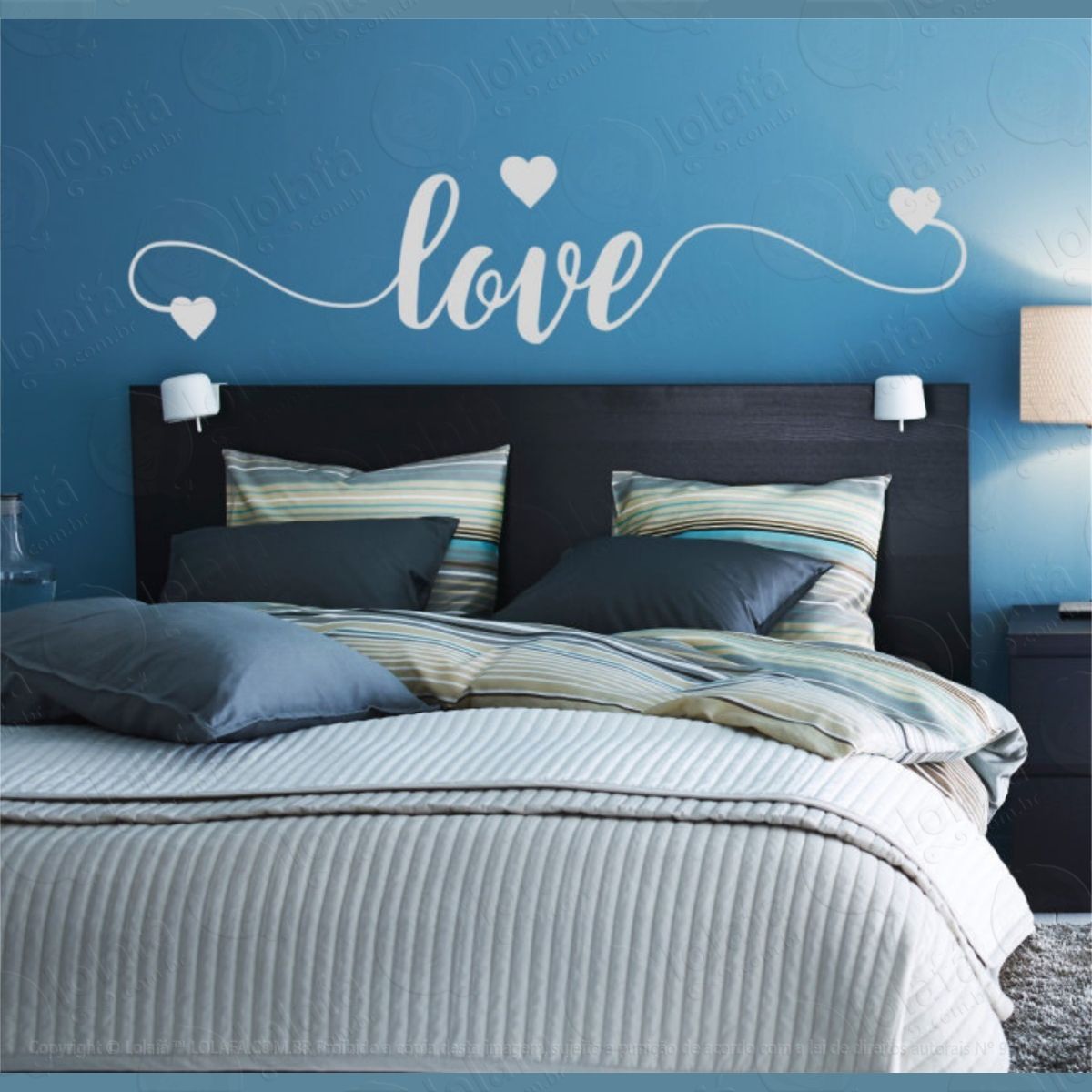 Cabeceira Adesivo De Parede Love Casal Quarto Mod:4357