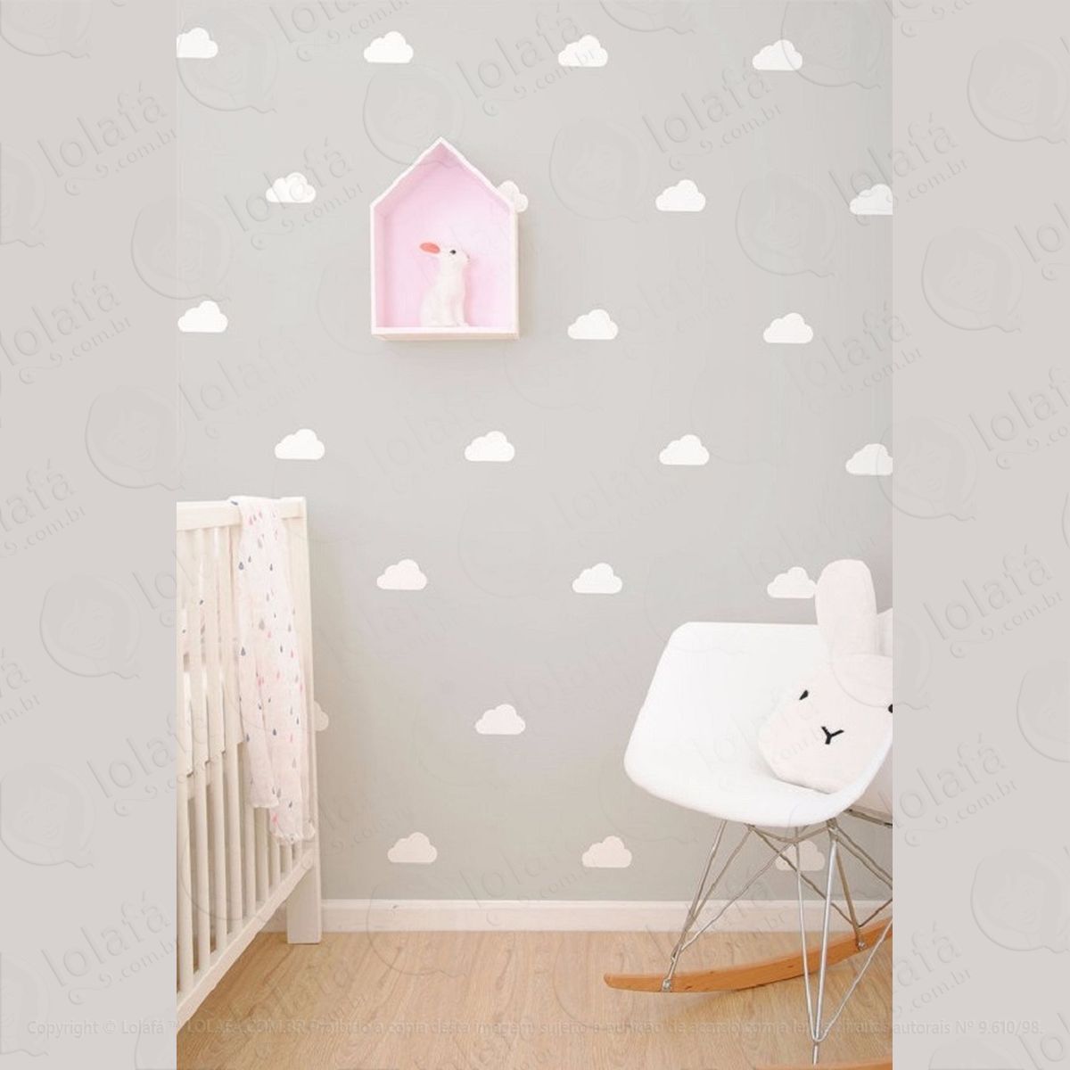 100 nuvens adesivo parede decoração quarto de bebê mod:4366