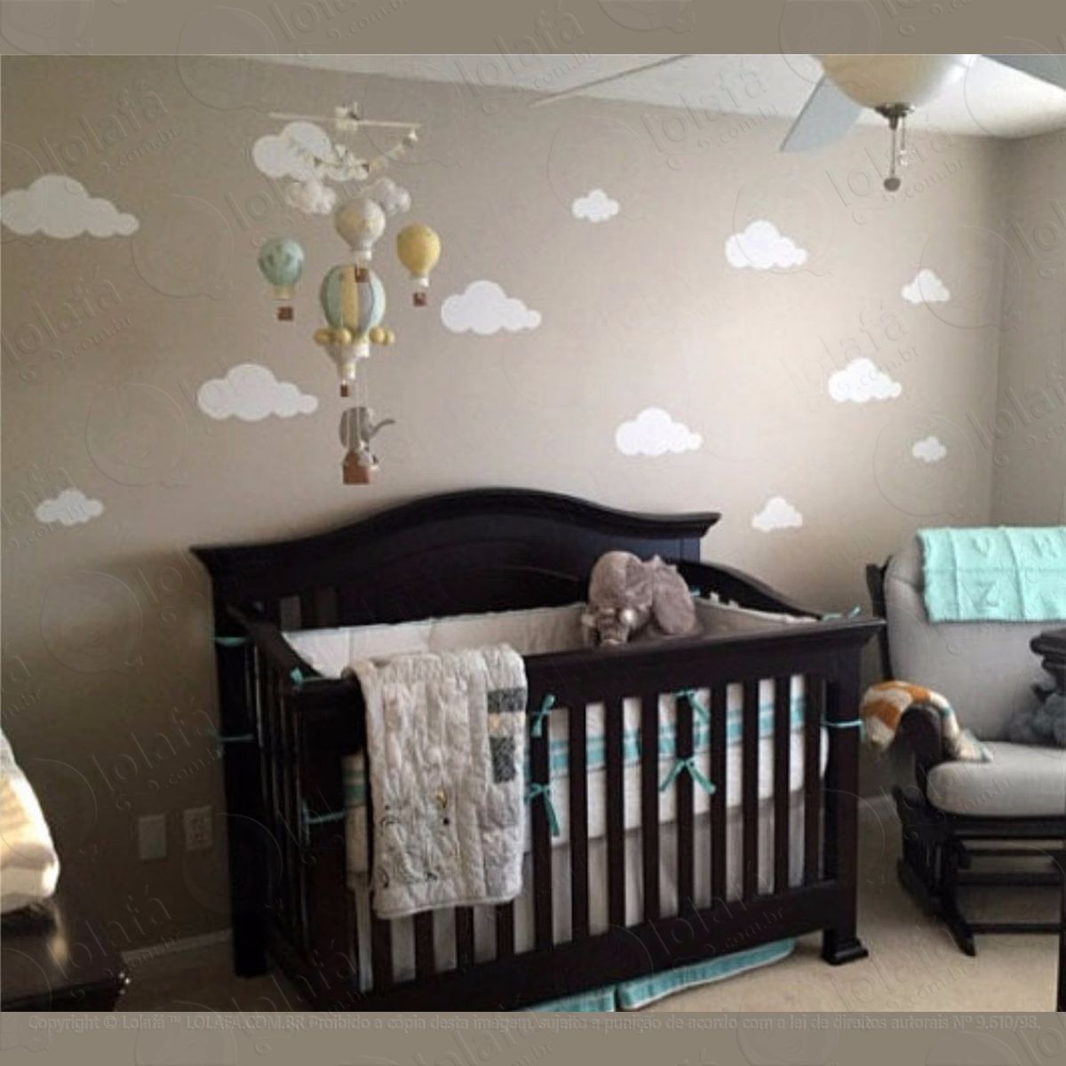 25 nuvens lindas adesivo de parede decoração quarto de bebê mod:4367