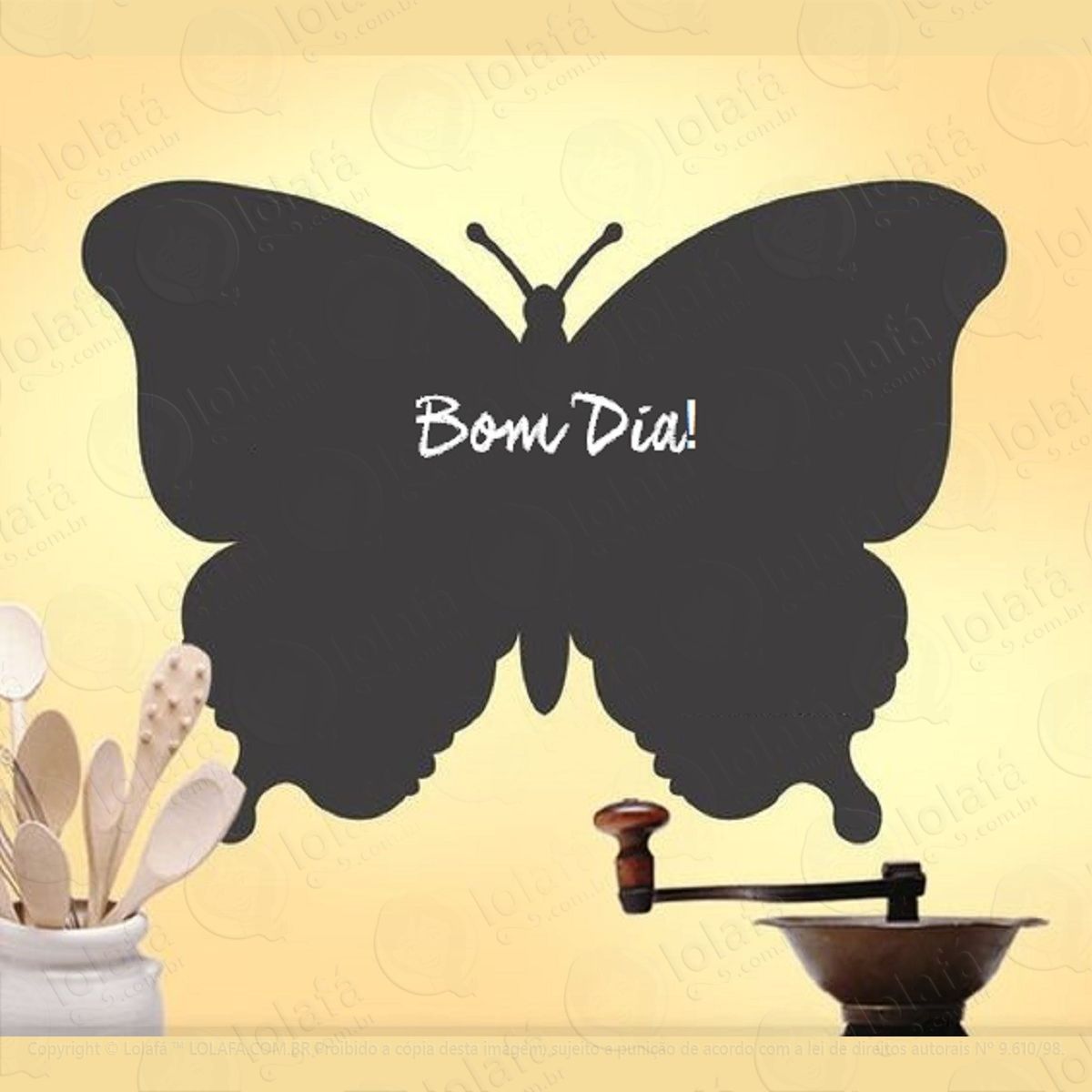 lousa adesivo borboleta parede quarto decoração bebê mod:4453