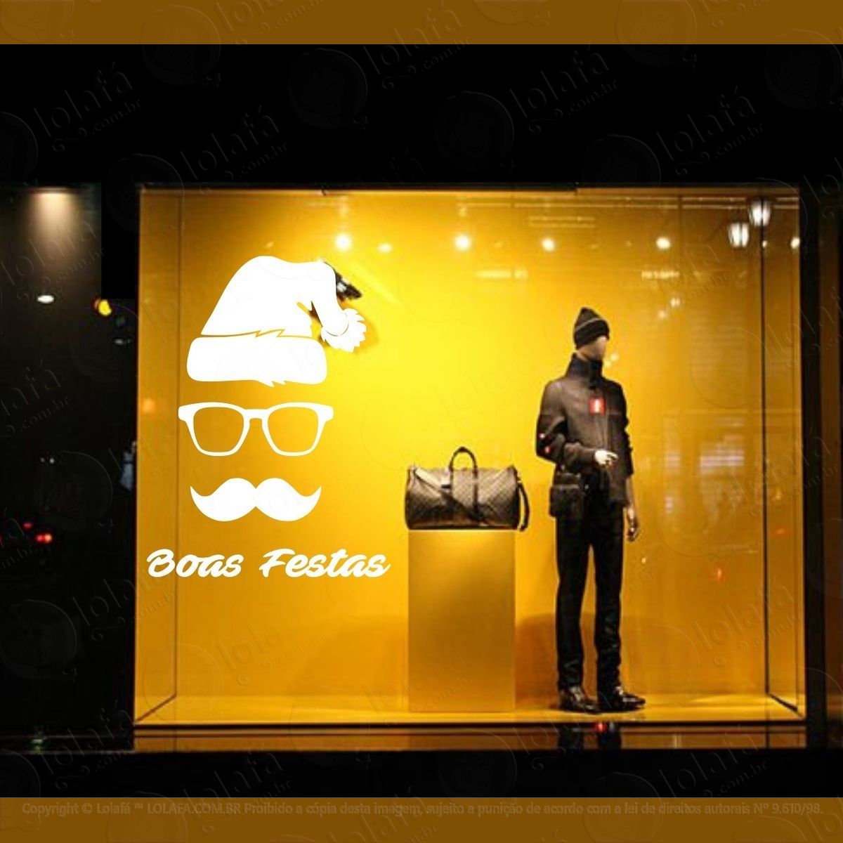 vitrine adesivo natal papai noel loja decoração hipster mod:4456