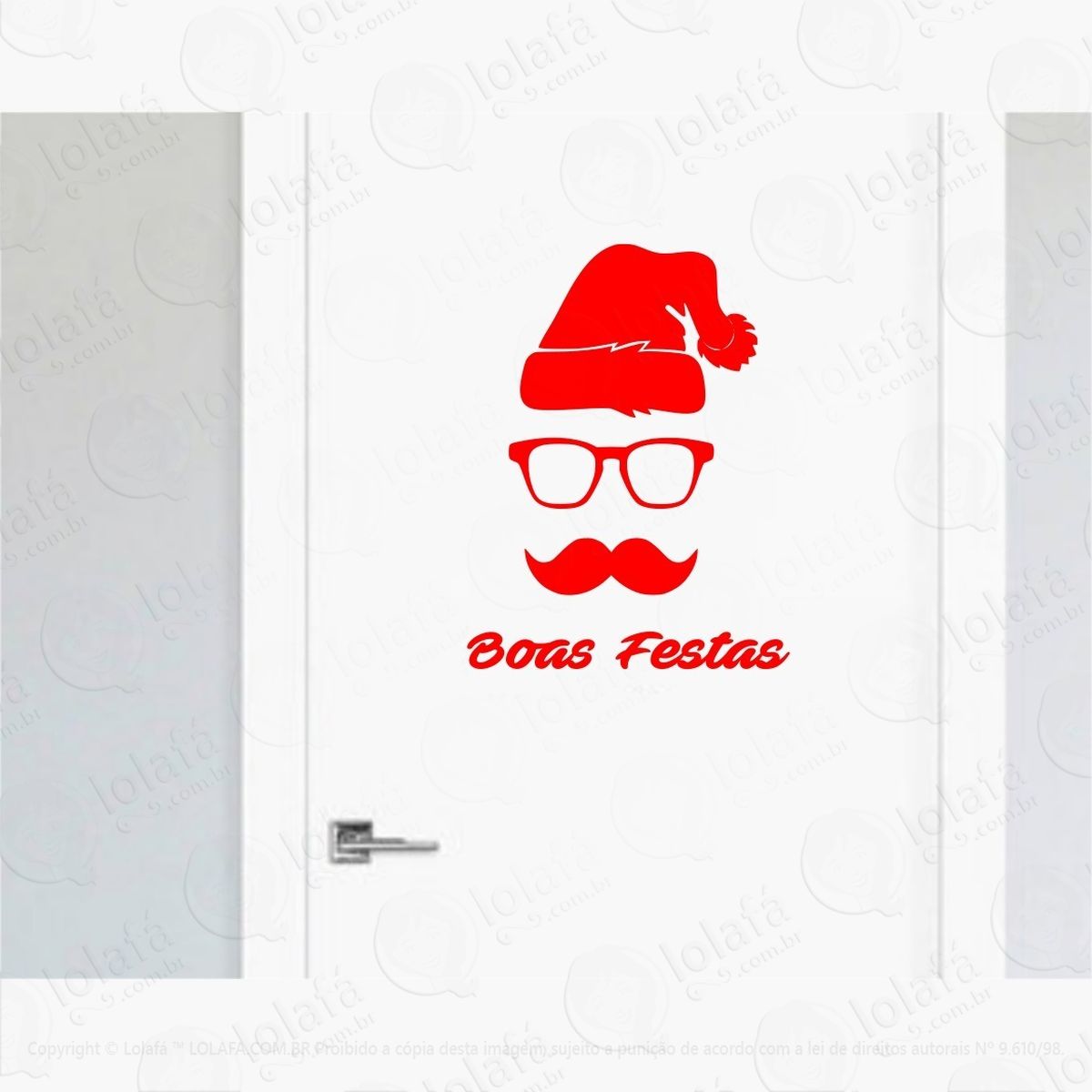 adesivo porta natal papai noel loja decoração hipster mod:4457