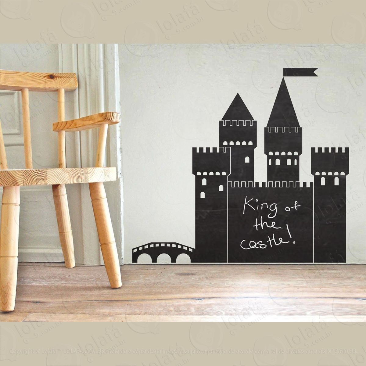 lousa adesivo castelo parede quarto decoração princesa mod:4460