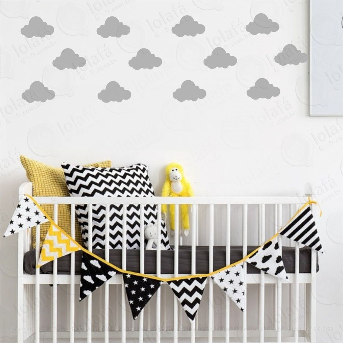 adesivo nuvem 40 unid - 8 x 4,2 cm cada adesivos para quarto de bebê mod:4486