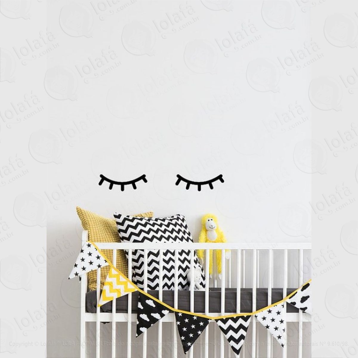 2 cílios sonhando 30 cm + 100 corações adesivo de parede mod:4493